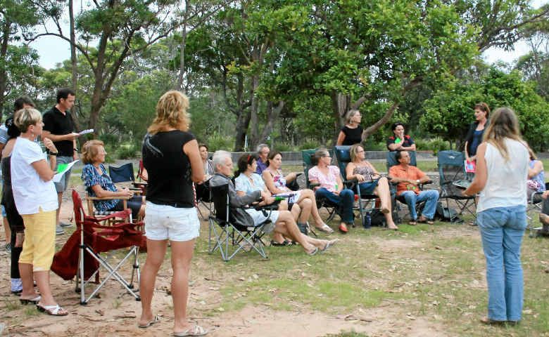 OUTSIDE THE GATES: The group of high school parents wanting to get a P&C; committee up and running had to meet outside the school this week. OUTSIDE THE GATES: The group of high school parents wanting to get a P&C; committee up and running had to meet outside the school this week.